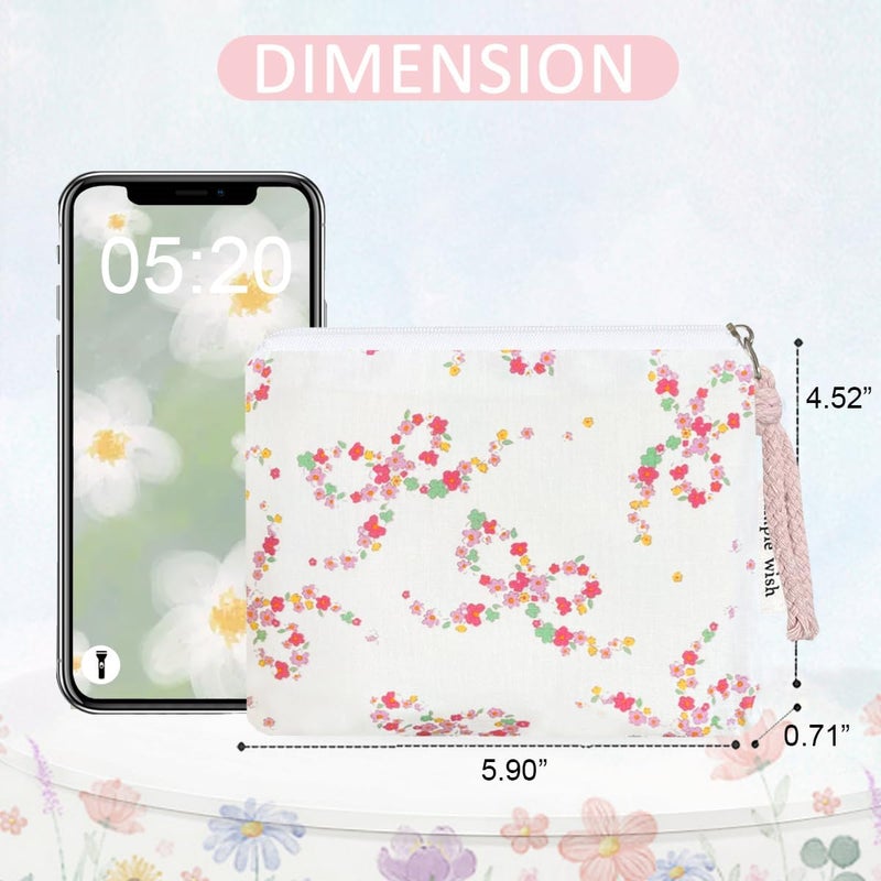 Modacarry Store Cotton Floral Small Organizer Bag Coin Pouch with Cute Prints Zipper for Women Girls (COLOR BOW) - Image 3